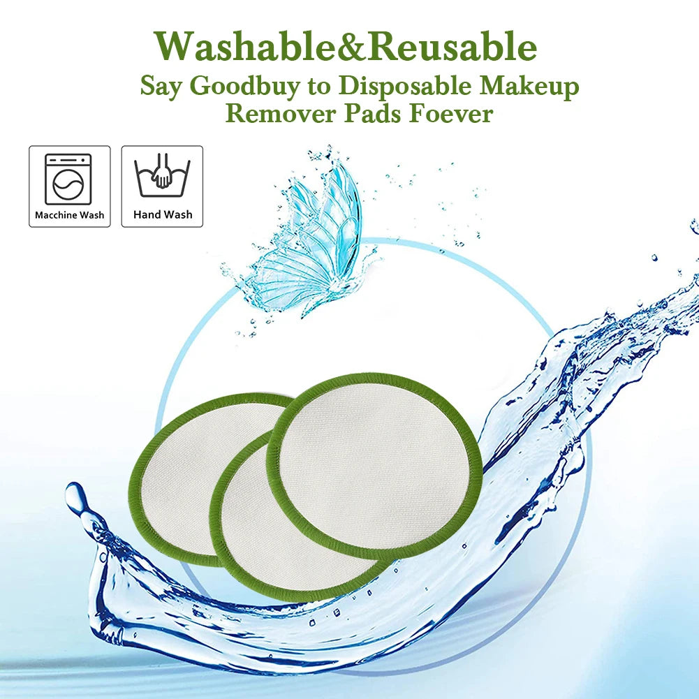 Essential 16-Piece Set Reusable Makeup Remover Pads (Bamboo + Cotton)