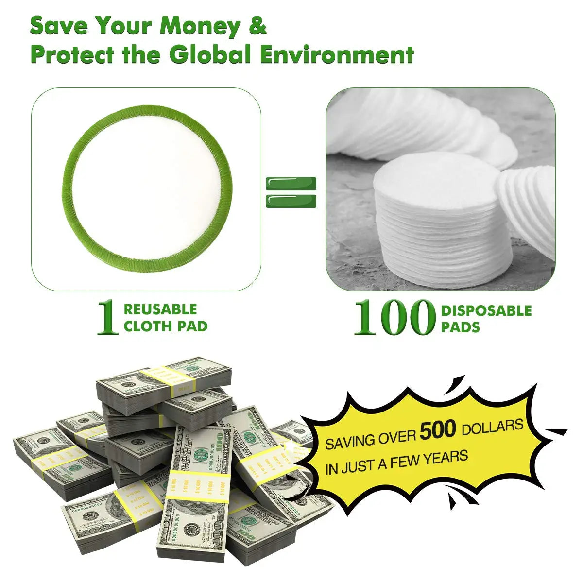 Essential 16-Piece Set Reusable Makeup Remover Pads (Bamboo + Cotton)