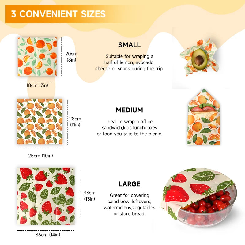 9x Natural Beeswax Wraps - GreenBox