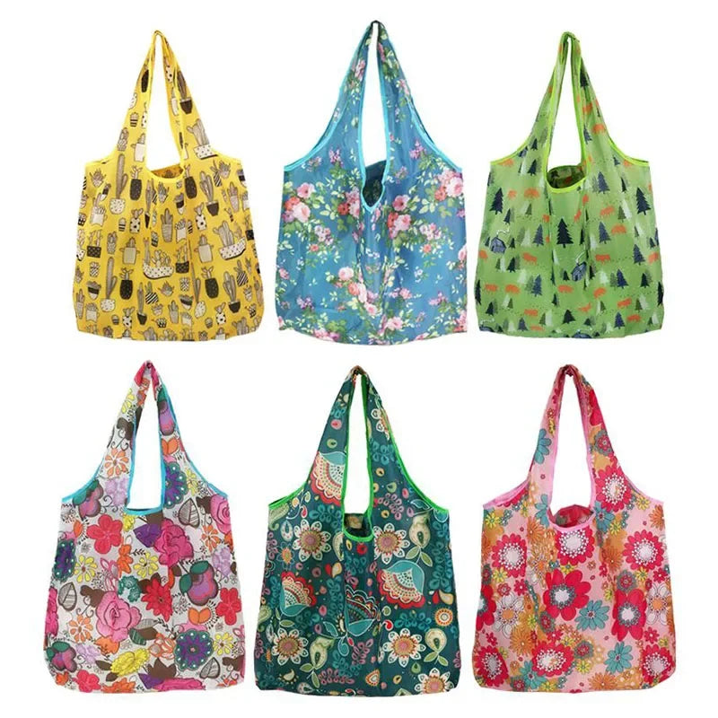 Foldable Reusable Bag (Washable Fabric) - Lightweight & Stylish