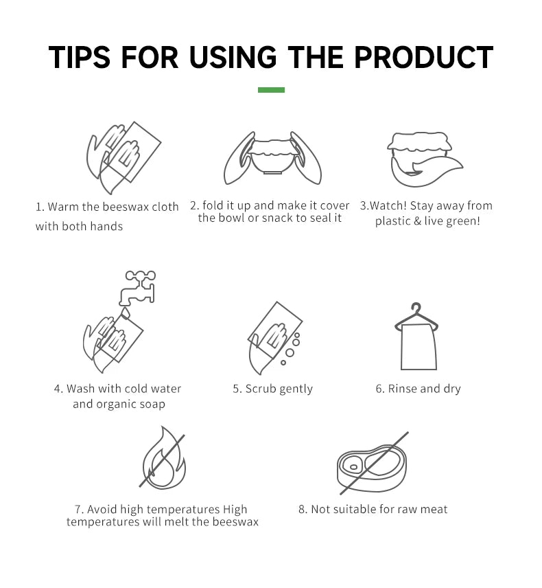 9x Natural Beeswax Wraps - GreenBox