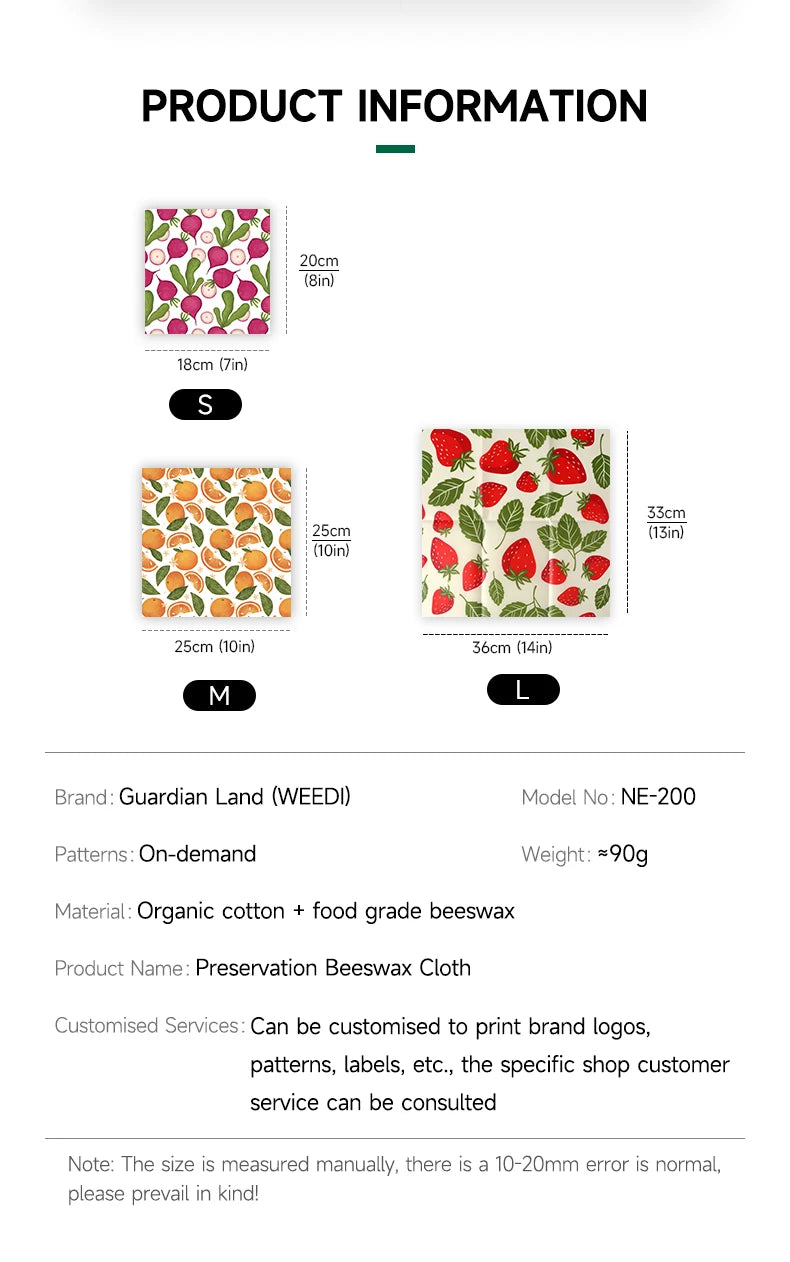 9x Natural Beeswax Wraps - GreenBox