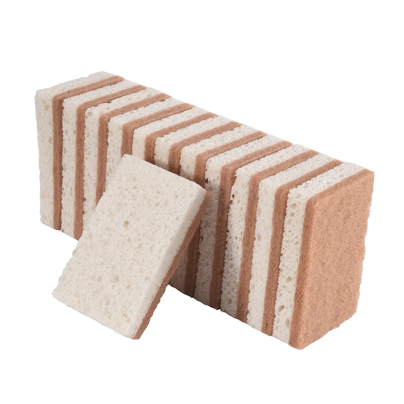12-Pack Natural Sponges (Dual-Layer Design) - Completely Plastic-Free & Plant-Based - GreenBox