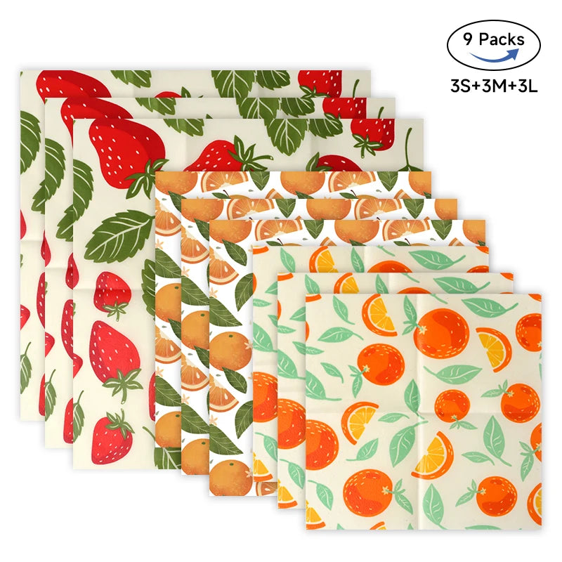 9x Natural Beeswax Wraps - GreenBox