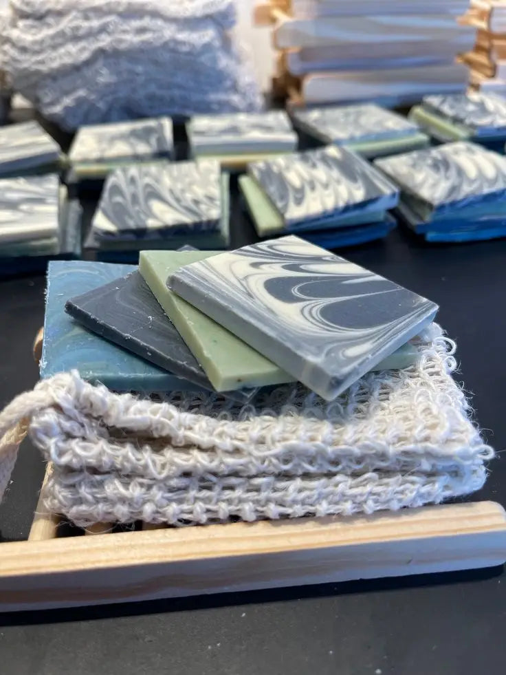 Sustainably Crafted Wooden Soap Dishes + Natural Fiber Pouches - 100% Hand-Finished - GreenBox