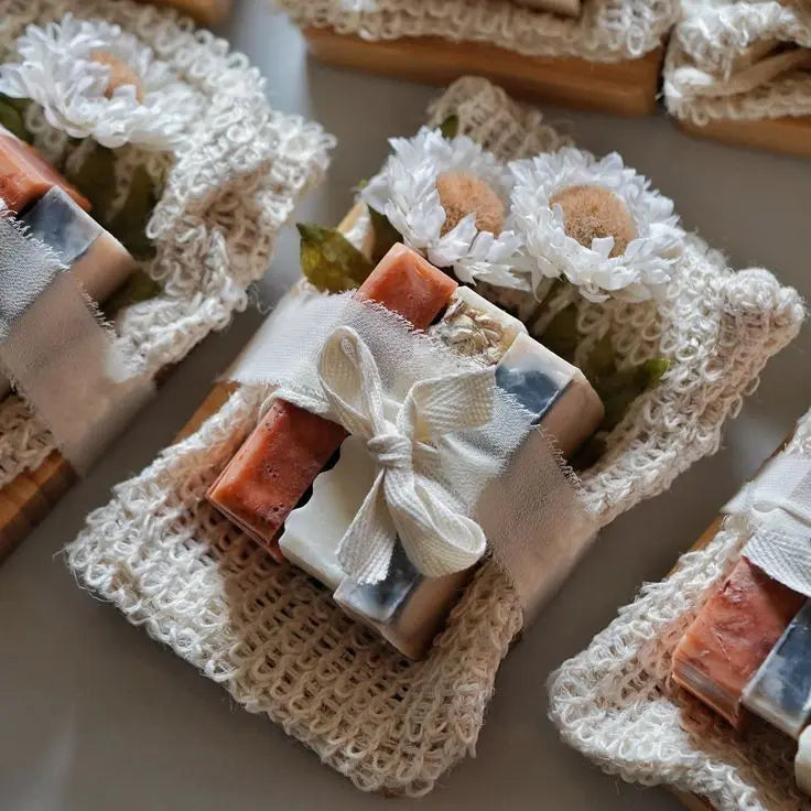 Sustainably Crafted Wooden Soap Dishes + Natural Fiber Pouches - 100% Hand-Finished - GreenBox