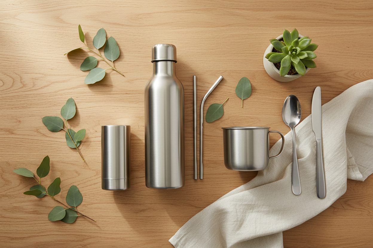 Eco-Certified Stainless Steel Collection Banner - Natural Theme